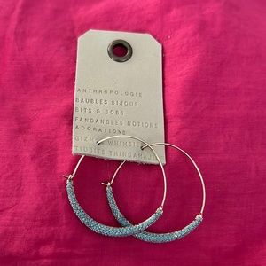 Anthropologie micro pave turquoise hoop earrings